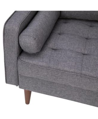 Holden Upholstered Mid-Century Modern Pocket Spring Loveseat With Wooden Legs And Removable Back Cushions