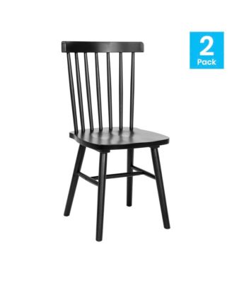 Torrin Set Of Two Premium Solid Wood Spindle Back Dining Chairs With Saddle Seats And Floor Protectant Felt Pads