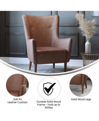 Regal Traditional Wingback Accent Chair, Upholstery And Wooden Frame And Legs