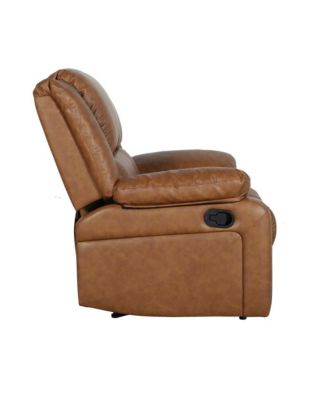 Single Piece  Upholstered Fabric or Faux Leather Bustle Back & Padded Arms Recliner Chair