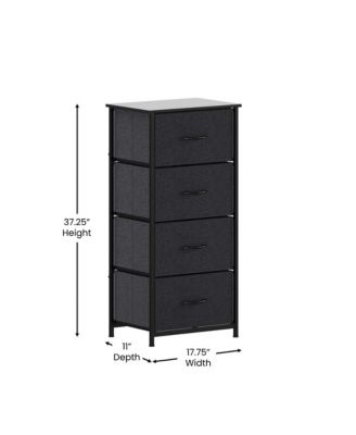Marley 4-Drawer Storage Dresser with Cast Iron Frame, Wood Top, and Easy-Pull Fabric Drawers with Wooden Handles