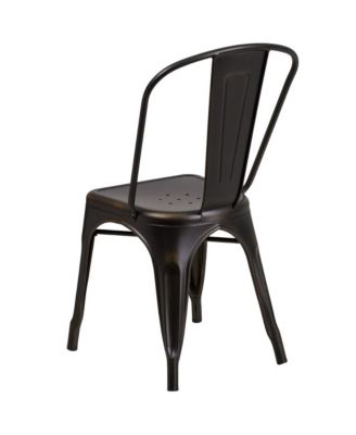 Banks Indoor/Outdoor Stacking Metal Dining Chair With Single Slat Back And Distressed Powder Coated Finish