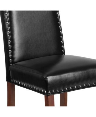 Hollowell Parsons Chair Plush Dining Chair With Accent Nail Trim And Wooden Legs
