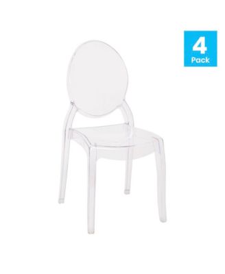 Multifunctional Polycarbonate Resin Stacking Accent Chair With Extra Wide Seat, Set of 4