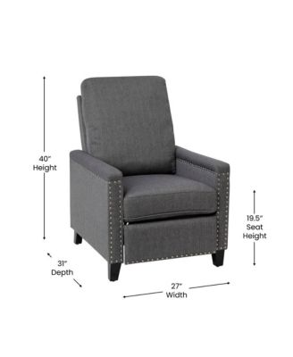 Renza Transitional Pushback Recliner With Pillow Style Back And Accent Nail Trim - Manual Recliner