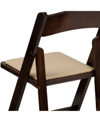 2 Pack Wedding Party Event Wood Folding Chair With Vinyl Padded Seat