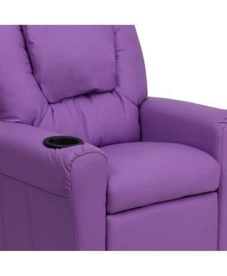 Contemporary Kids Single Wood Cup Holder, Headrest  Recliner Chair