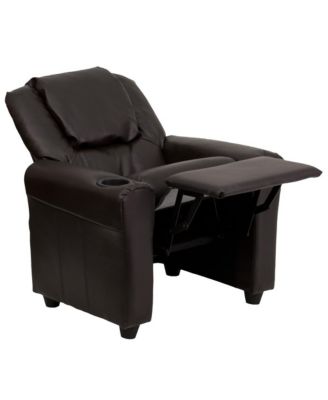 Contemporary Kids Single Wood Cup Holder, Headrest  Recliner Chair
