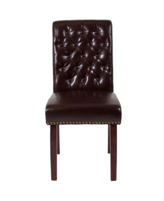 2 Pk Upholstered Rolled Back Parson'S Chair With Nailhead Trim & Finished Frame With Plastic Floor Glides