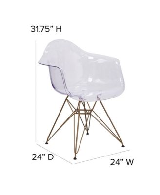 2 Pack Transparent Side Chair With Solid Base