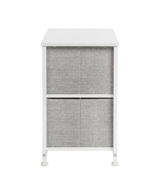 2 Drawer Storage Stand With Wood Top & Dark Fabric Pull Drawers