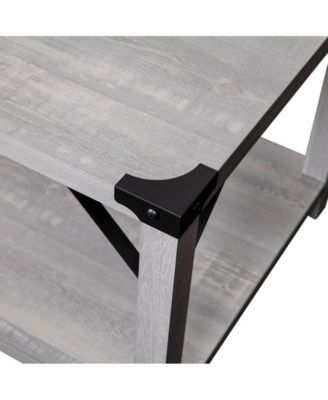 Green River Modern Farmhouse Engineered Wood Coffee Table And Powder Coated Steel Accents