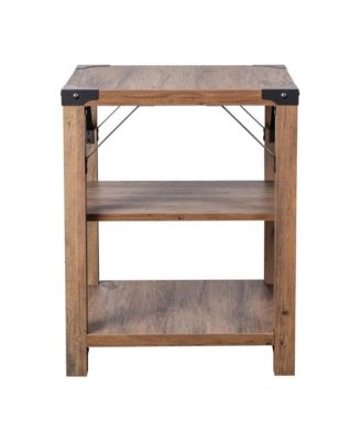 Green River Modern Farmhouse Engineered Wood End Table With Two Tiered Shelving And Powder Coated Steel Accents