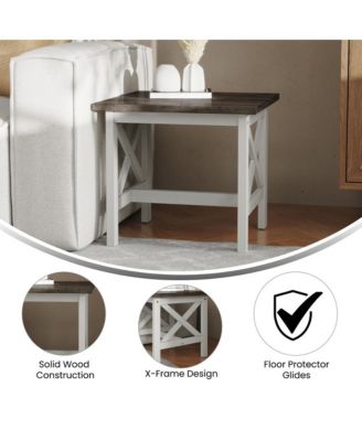 Matty Rustic End Table, Farmhouse Style Solid Wood Accent Table