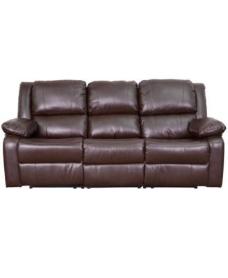 Bustle Back Leathersoft Sofa With Two Built-In Recliners
