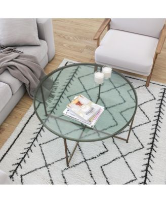 Fairdale Coffee Table With Round Cross Brace Frame