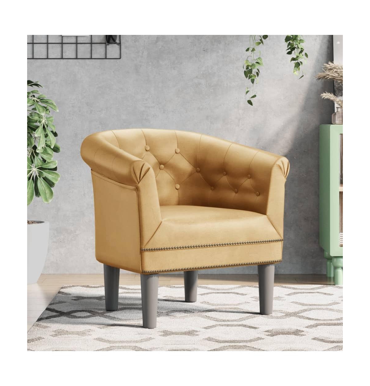 Tub Chair Gold Faux Leather