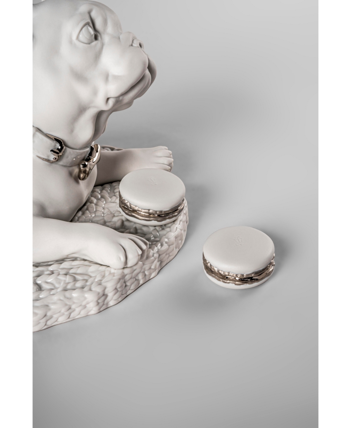 Lladrò French Bulldog With Macarons Sculpture. Re-deco In Multi