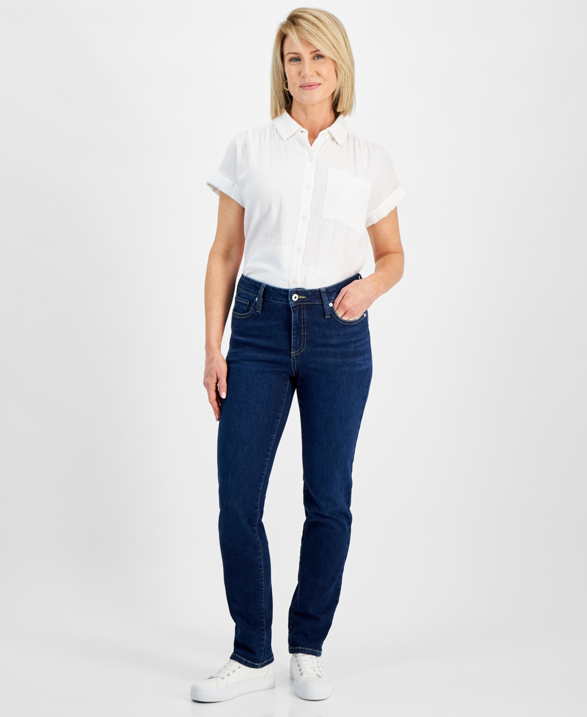 Style & Co Petite Mid Rise Slim Leg Jeans, Created for Macy's