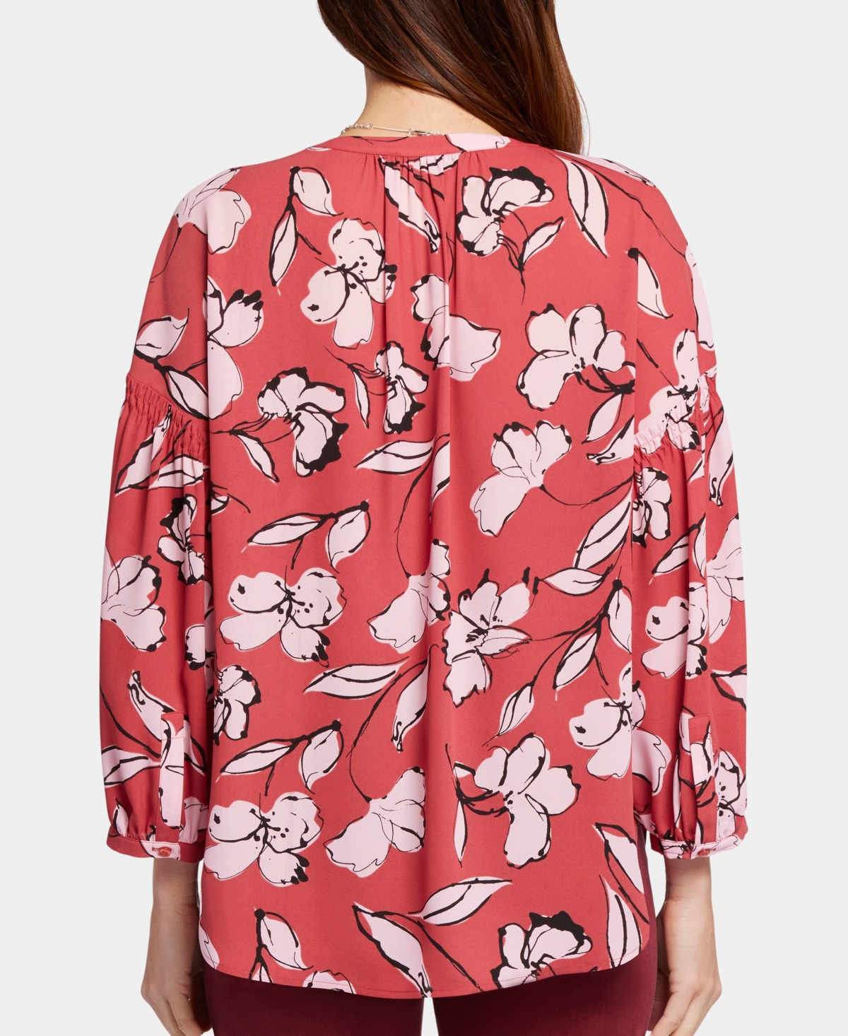 Nydj Paulina Solid Peasant Top In Blue