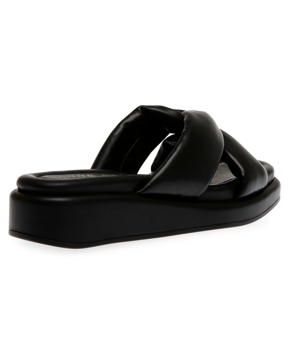 Shop Anne Klein Women's Avenue Footbed Sandals In Black Smooth