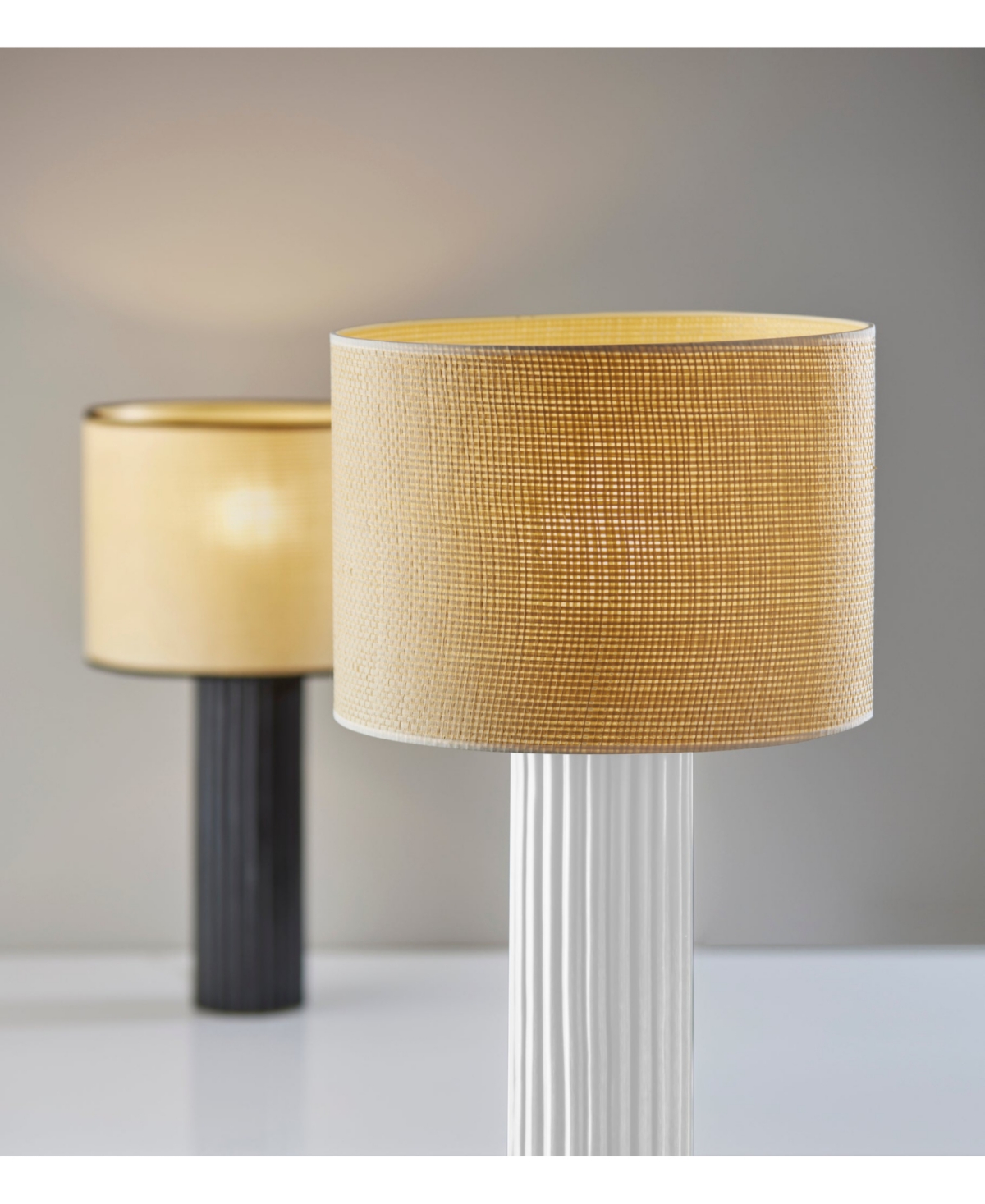 Adesso 28.75" Ceramic Primrose Large Table Lamp In White Ribbed Ceramic