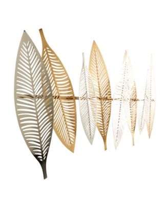 Gold Metal Leaf Metallic Wall Decor with Silver Accents, 2" x 32" x 13"