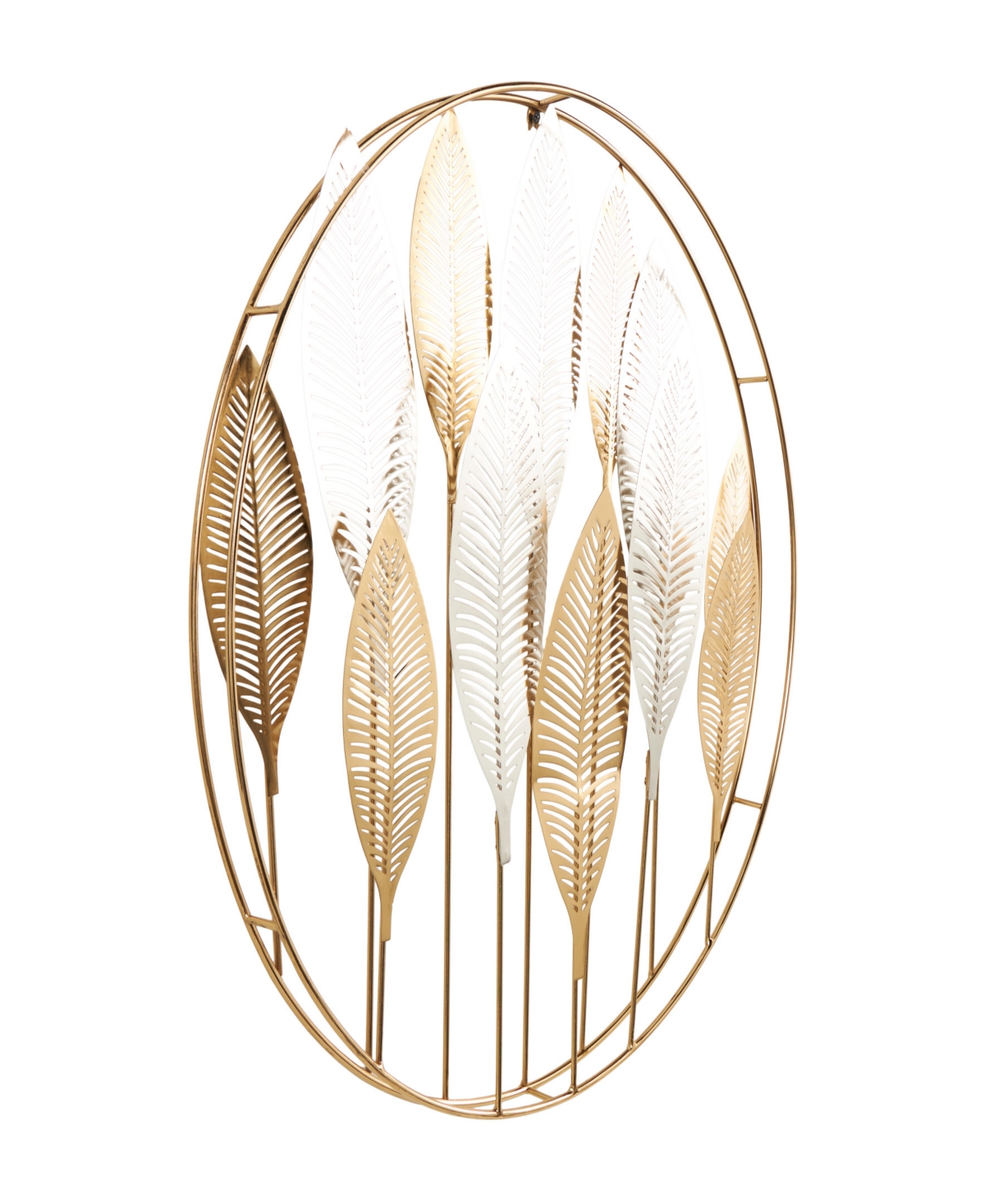 Rosemary Lane Gold Metal Leaf Metallic Wall Decor With Circular Frame And Silver Accents, 26" X 2" X 26" In Gold