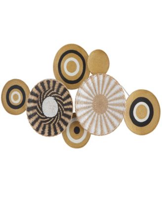 Novogratz Collection - Gold Dried Plant Handmade Woven Plate Wall Decor with Intricate Patterns 44" x 3" x 24"