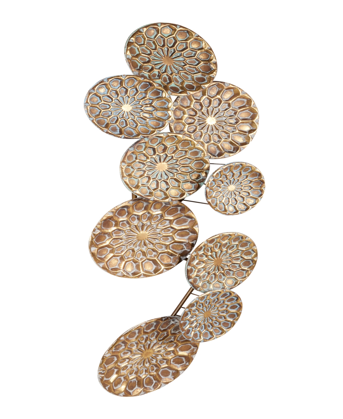 Rosemary Lane Gold Metal Plate Wall Decor With Embossed Design, 19" X 3" X 50" In Gold