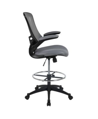 Mid-Back Mesh Ergonomic Drafting Chair With Foot Ring And Flip-Up Arms