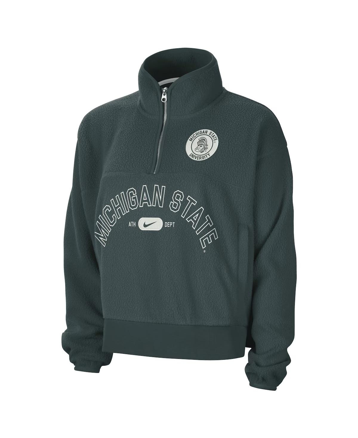 Nike Men's Green Michigan State Spartans Fly Fleece Quarter-Zip Jacket -blac