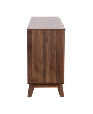 Beverly Mid-Century Modern Wooden Buffet with Soft-Close Doors, Shelving and Sleek Tapered Legs with Floor Glides