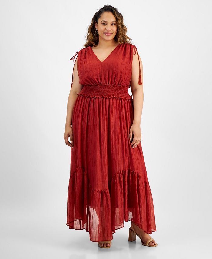 Taylor Plus Size V-Neck Sleeveless Handkerchief Hem Maxi Dress - Macy's