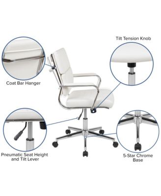 Mcentyre Ergonomic Swivel Office Chair Panel Style Mid-Back Computer Desk Chair With Padded Metal Arms & Base