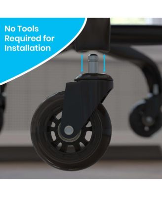 Set Of 5 Polyurethane Rollerblade Wheel Replacement Casters With Steel Frame For Home Office Chairs