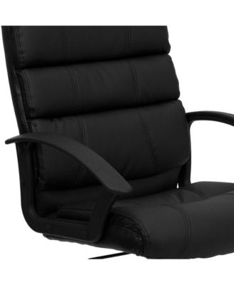 Mid-Back Leather Swivel Task Office Chair With Accent Divided Back And Arms