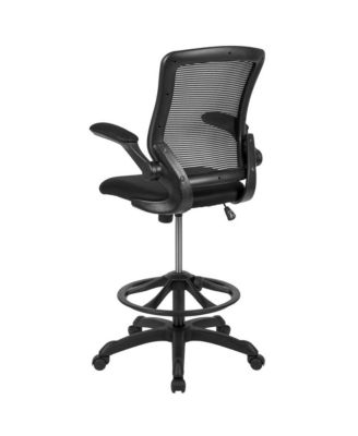 Mid-Back Mesh Ergonomic Drafting Chair With Foot Ring And Flip-Up Arms