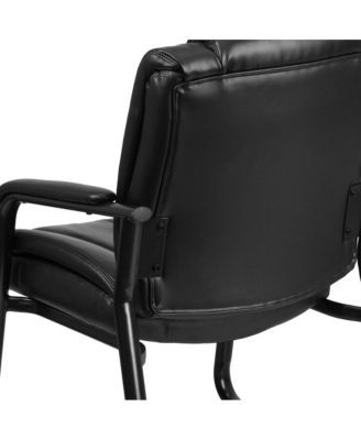 1 PC Leather Big & Tall 500 Lb. Rated Tufted Executive Side Reception Chair With Sled Base