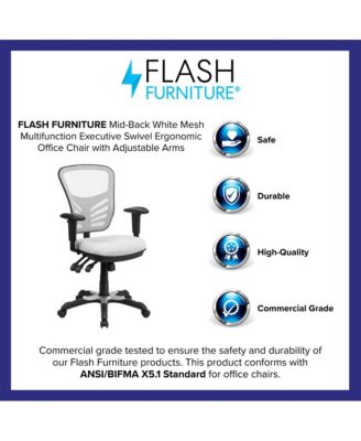 Mid-Back Mesh Triple Paddle Swivel Ergonomic Office Chair With Adjustable Arms