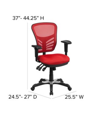 Mid-Back Mesh Triple Paddle Swivel Ergonomic Office Chair With Adjustable Arms