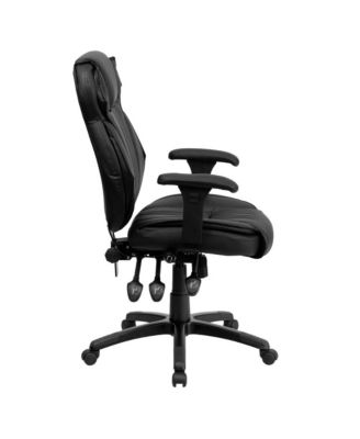 High Back Leather Multifunction Executive Swivel Ergonomic Office Chair With Lumbar Support Knob With Arms