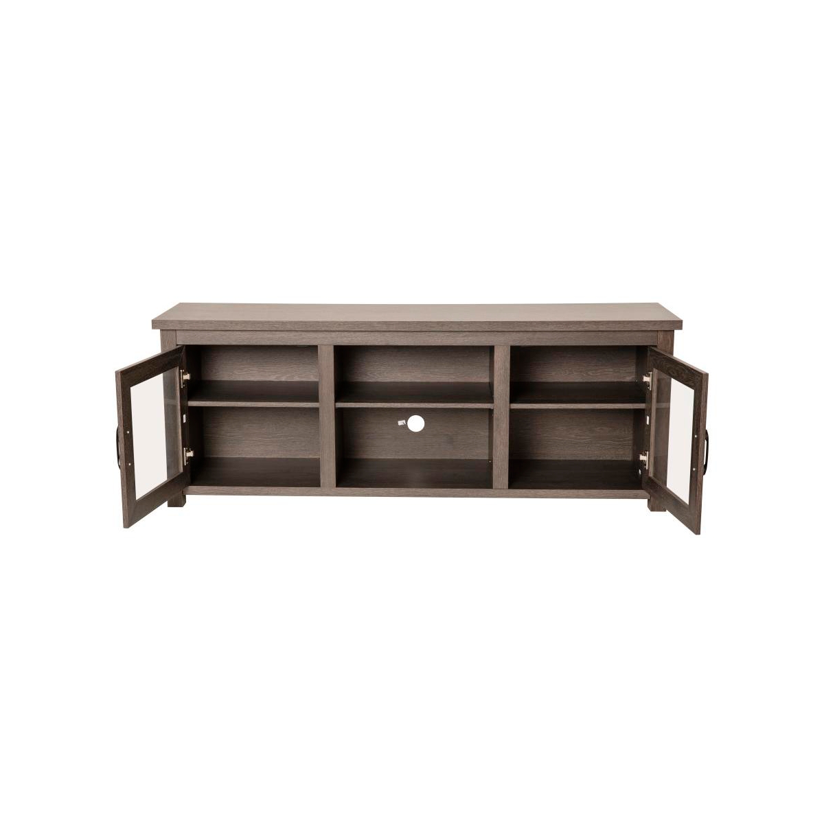 Merrick Lane Galena Traditional Full Glass Door Tv Stand For Up To Tvs