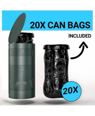 Kirk 11.5 Gallon Stainless Steel Outdoor Trash Can With Lid, Freestanding Or Mountable Design, 20 Trash Bags Included