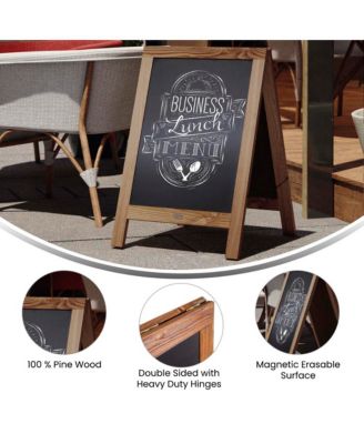 Burke 48"X24" Rustic Vintage like Double-Sided Folding Magnetic Chalkboard With 8 Chalk Markers, 10 Chalkboard Stencils And 2 Rustic Magnets Set