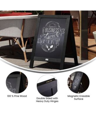 Burke 48"X24" Rustic Vintage like Double-Sided Folding Magnetic Chalkboard With 8 Chalk Markers, 10 Chalkboard Stencils And 2 Rustic Magnets Set