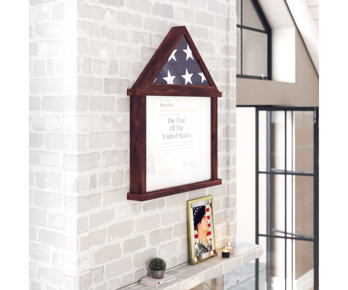 Merrick Lane Hughes Flag Display Case With Certificate Holder