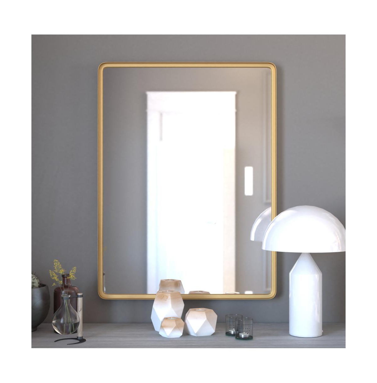 Merrick Lane Jinny Metal Deep Framed Wall Mirror For Bathroom, Entryway, Dining Room, & Living Room