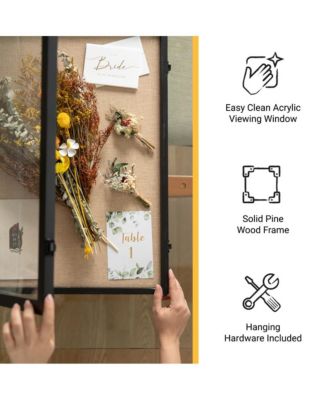 Wood Shadow Box Display Case - Solid Wood With Acrylic Window - Security Latch - For Mementos And Keepsakes