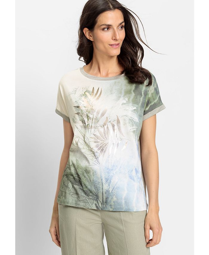 Olsen Women's Tropic Glam Short Sleeve T-Shirt - Macy's
